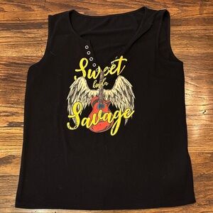 Black Graphic Women Top